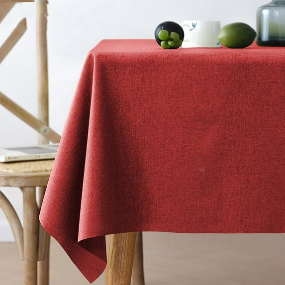 Qumbnk Stain Resistant Linen Tablecloth Decorative Washable Table Cloth Rectangle Table Cover for Kitchen Dining Holiday Party, 35" x 35"