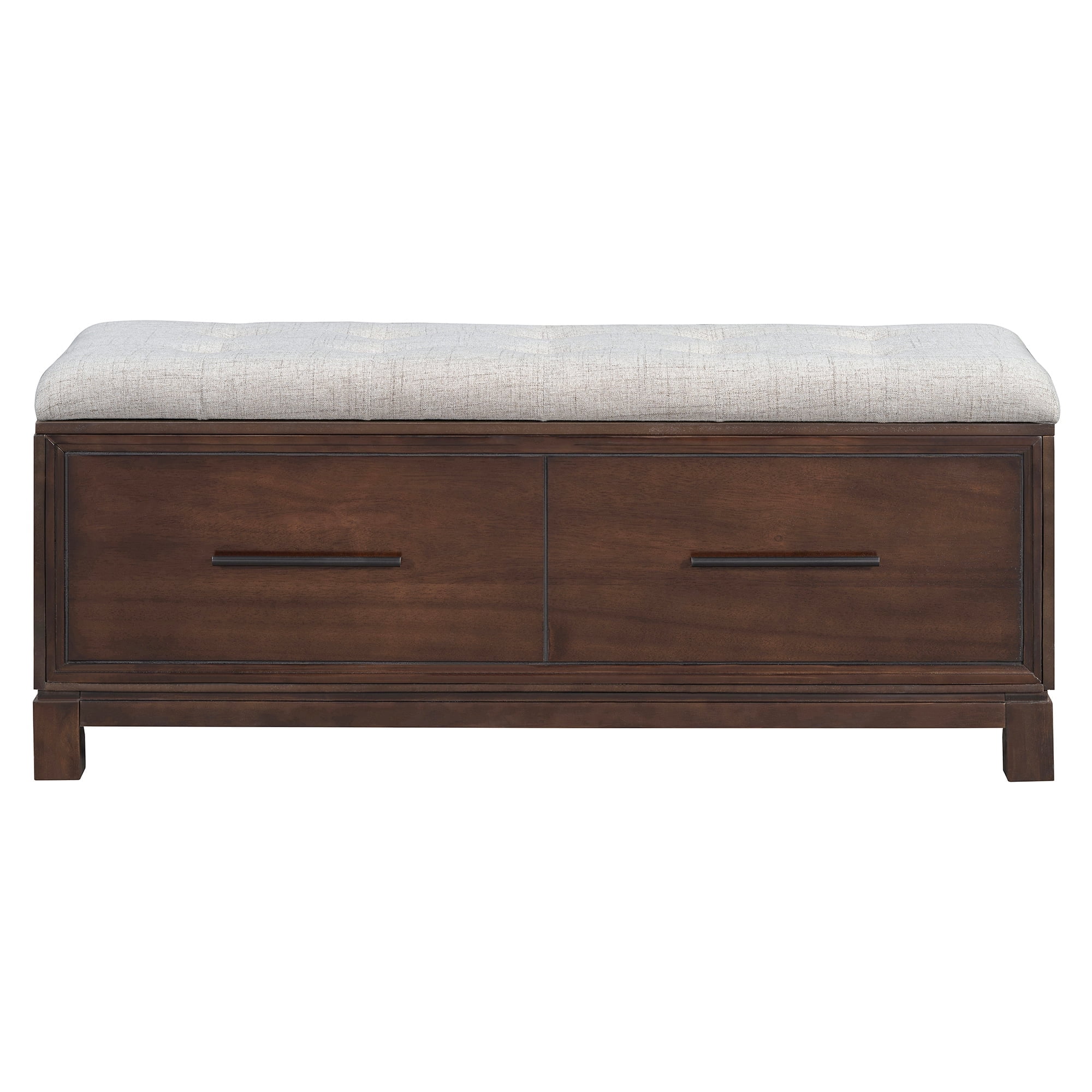 View of Qumbnk Upholstered Cushion Seat Entryway Storage Bench with Handle ...
