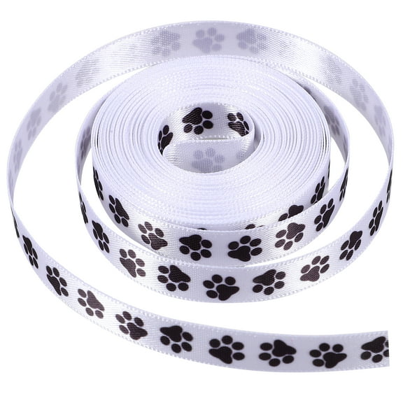 Qumonin 2 Rolls Paw Print Ribbon Dog Ribbon Paw Ribbons Dogs Ribbon Paw Print Ribbon
