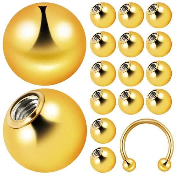 ADDHAT Stainless Steel Golden Piercing 20 Pieces 0.12 Inch Spherical Beads for Women Body Jewelry Accessories