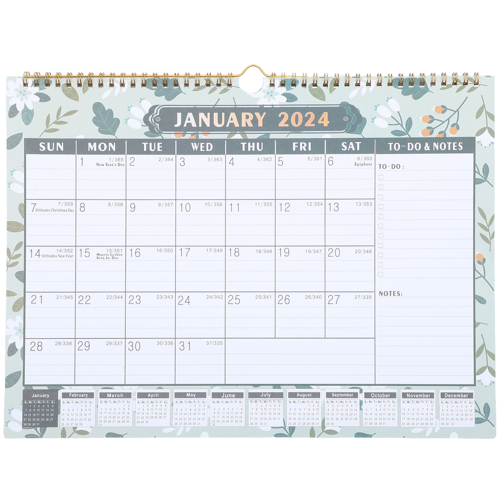 Qumonin 20232024 Floral Wall Calendar, 18 Months, Twinwire Binding