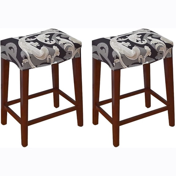 Qumonin 2pcs Elastic Rectangle Bar Stool Covers Foot Stool Seat Cushion Covers Vanity Stool Covers Dressing Chair Covers Saddle Seat Covers