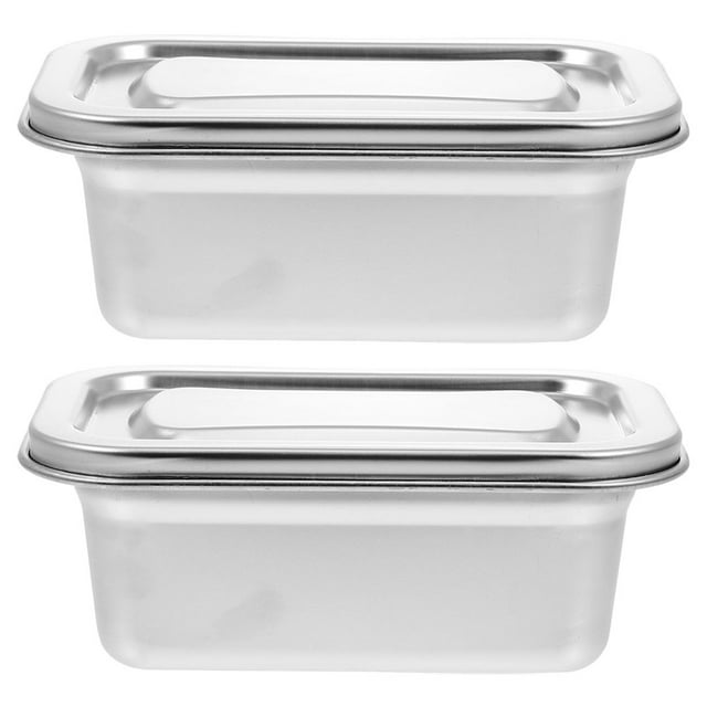 Qumonin 2pcs Stainless Steel Ice Cream Container with Lid for Freezer