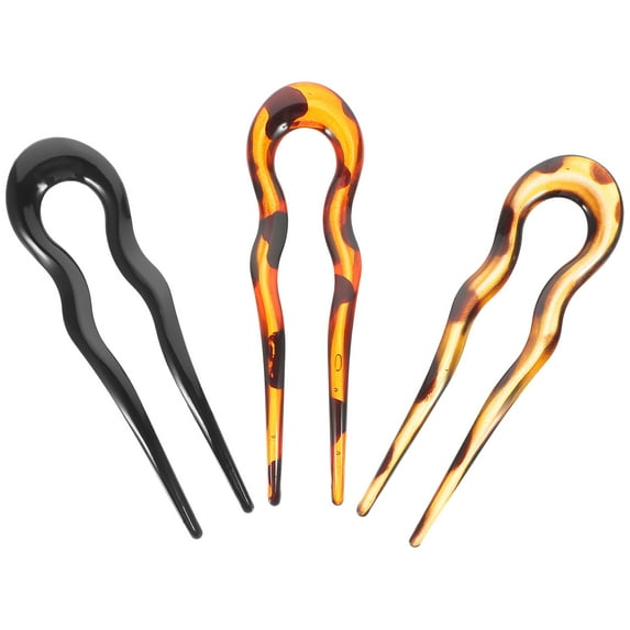 Qumonin 3pcs Hair Forks Women French Hairpins U Shape Hair Bun Pins Vintage Hair Sticks Hair Accessories