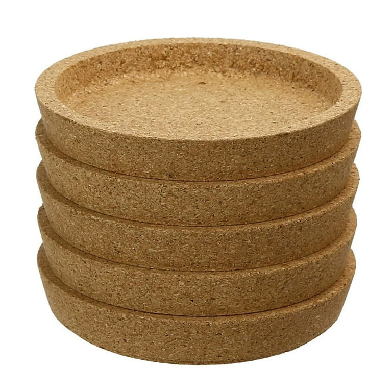 Qumonin 5 Round Cork Coasters Heat Insulation Table Pads Cup Cushion Khaki