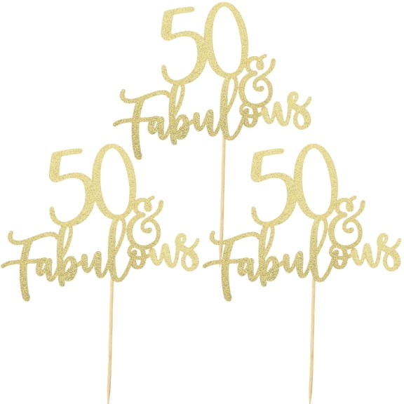 Qumonin 50th Birthday Cake Picks Cupcake Toppers (3pcs) for Seniors
