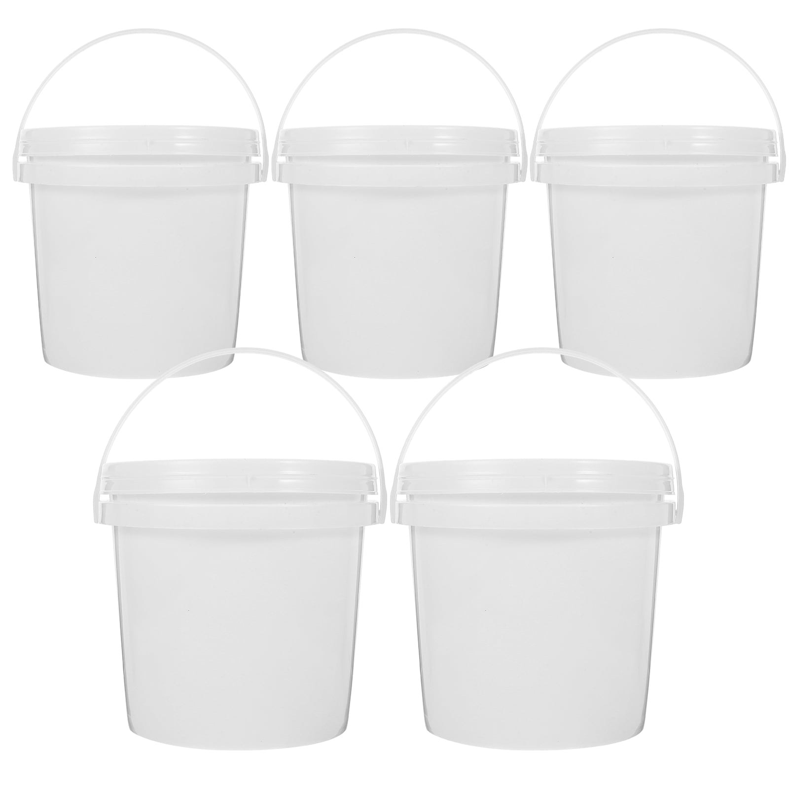 Qumonin 5pcs Plastic Paint Pail with Lid Handle for DIY Projects and