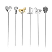 Qumonin 6pcs Stainless Steel Cocktail Picks for Appetizers and Drinks