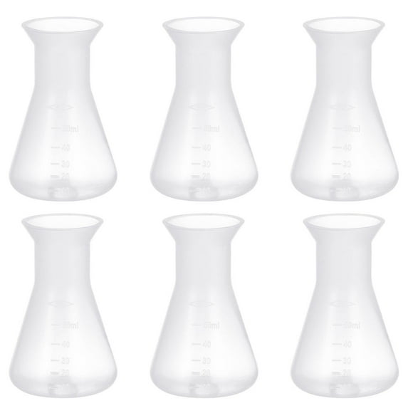 ADDHAT Conical Flask Bulk Chemistry Plastic Conical Flask 6Pcs 3.1x2.0x2.0in
