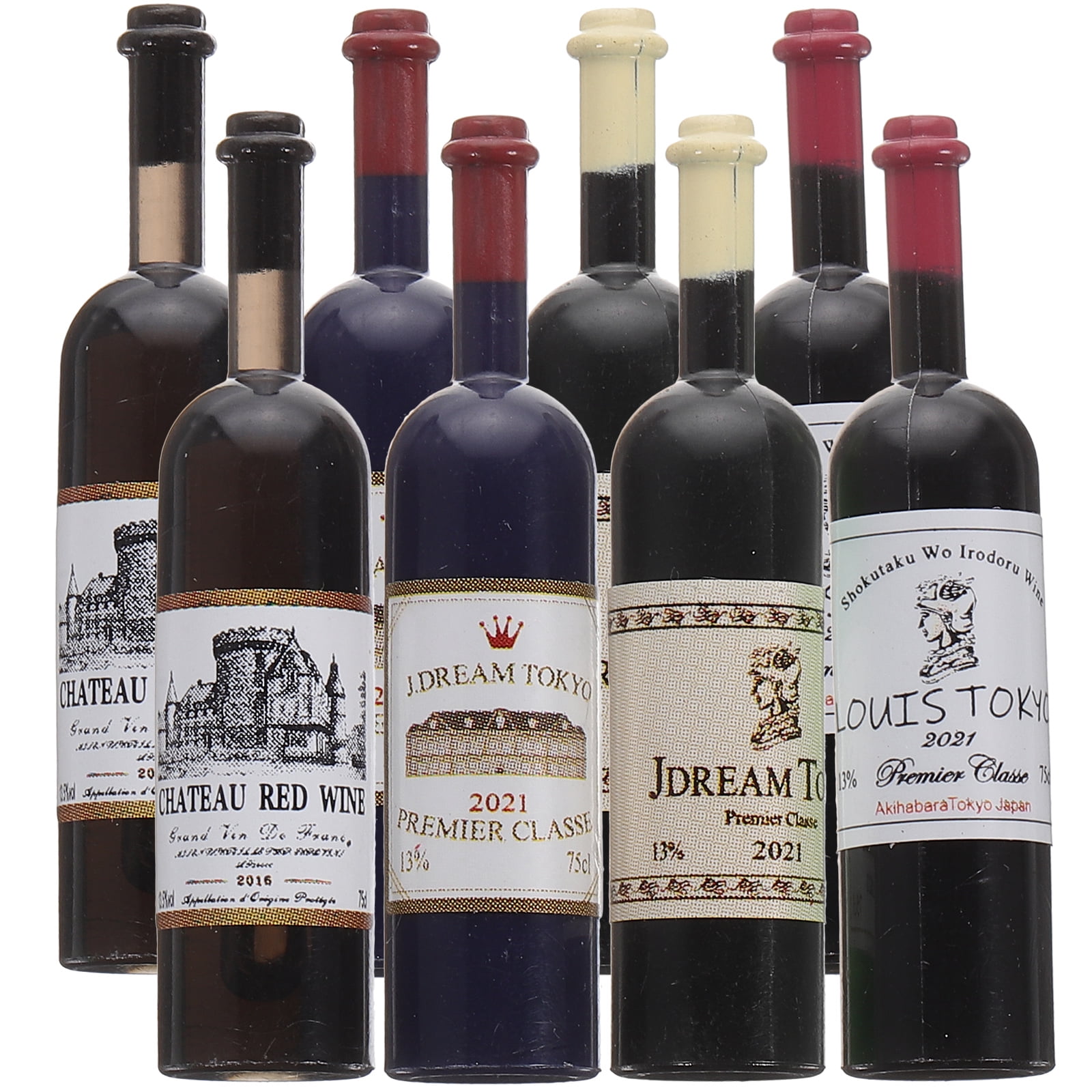 Qumonin 8pcs Dollhouse Wine Bottles Miniature Set Kitchen Accessories