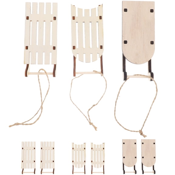 Qumonin 9-Piece Mini Wooden Sleds Set for Craft Projects, Holiday Decorations, and Tabletop Display Accents