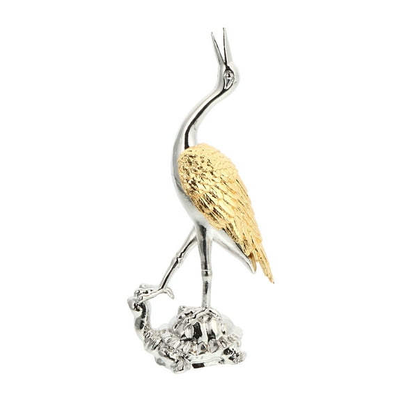 Qumonin Cast Iron Crane Bird Statues Metal Heron Figurine Home Office Decor