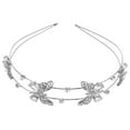 thumbnail image 1 of Qumonin Double Layer Rhinestone Butterfly Headband for Women - Silver, 1 of 6