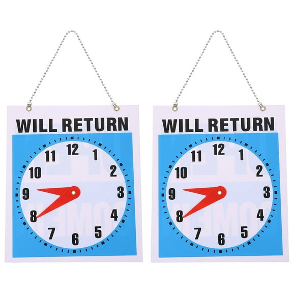 Will Return Sign Clock Design Decorative Wall Pendant for Restaurants in Assorted Colors PVC