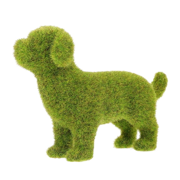 Qumonin Fake Moss Animals Dog Statues Flocking Figurines for Garden