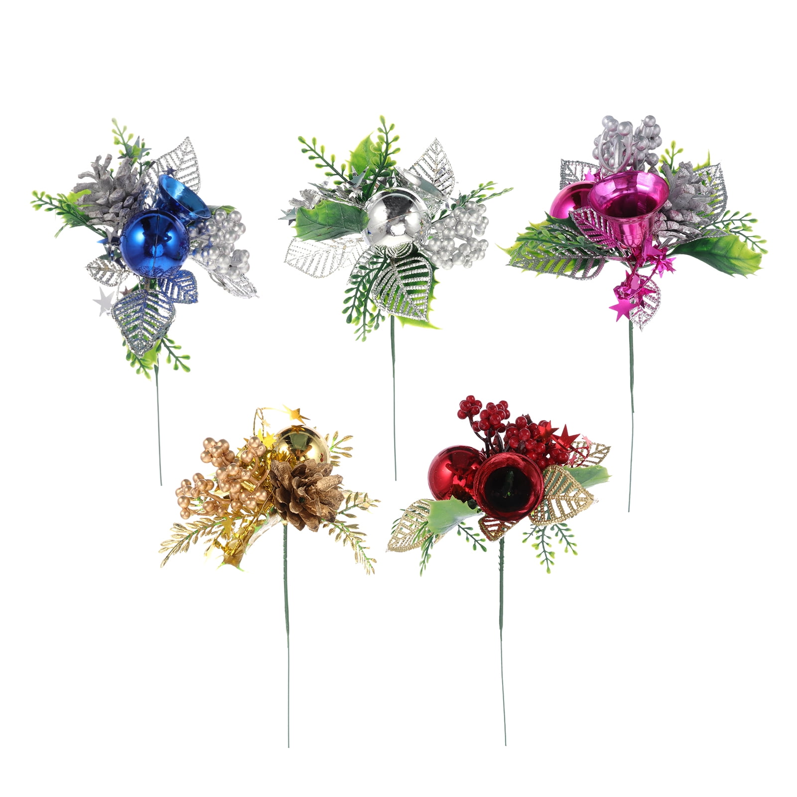 Qumonin Glitter Christmas Picks Metallic Berry Stem Christmas Tree