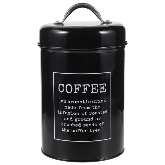 Qumonin Metal Coffee Canister for Ground Coffee, Airtight Container (Black)