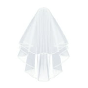 Qumonin Vintage Short Bridal Veil with Comb for Wedding