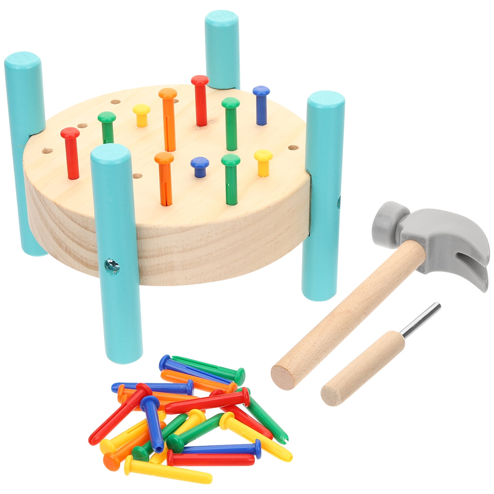 Qumonin Wooden Hammering & Screwdriver Toy Set for Kids - Montessori ...