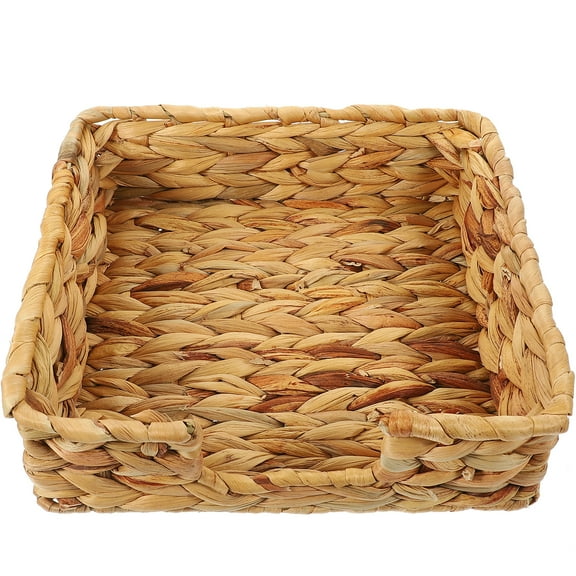 Qumonin Woven Wicker Basket Storage Tray for Napkins, Towels, Snacks, Kitchen and Home Organization