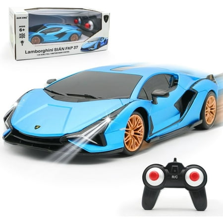 Qun Xing Remote Control Car 1:24 Lamborghini Officially Licensed 2.4GHZ for Kids Gift, Blue
