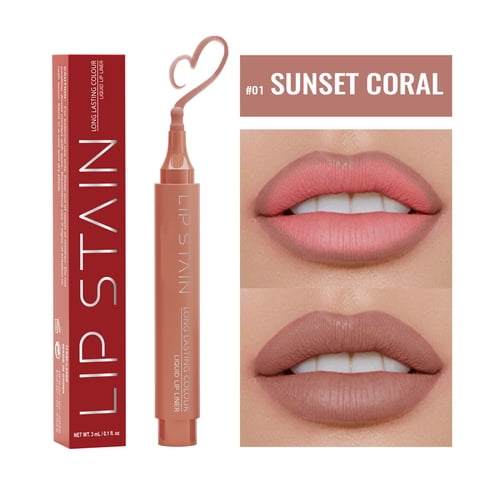 QunYou 2 In 1 Lip Stain and Lip Liner Matte Liquid Lipstick Liner Pen High Pigmented Lipstick 3ml