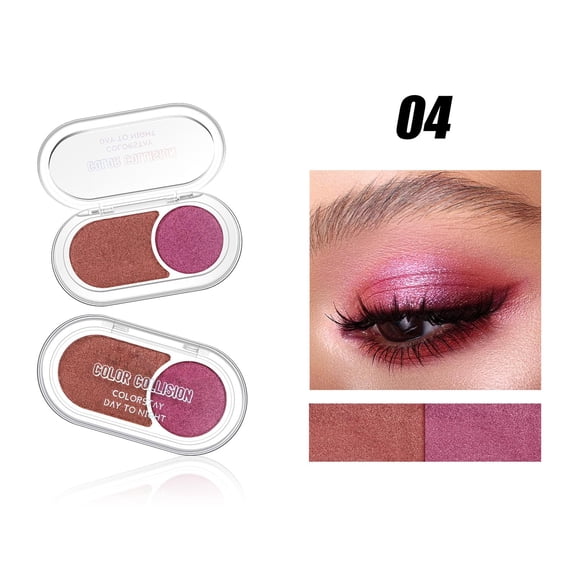 QunYou 2 Shade Waterproof Glitter Eyeshadow Palette, Portable Rich Pigment Lazy Eye Makeup for Daily Travel 3.8g