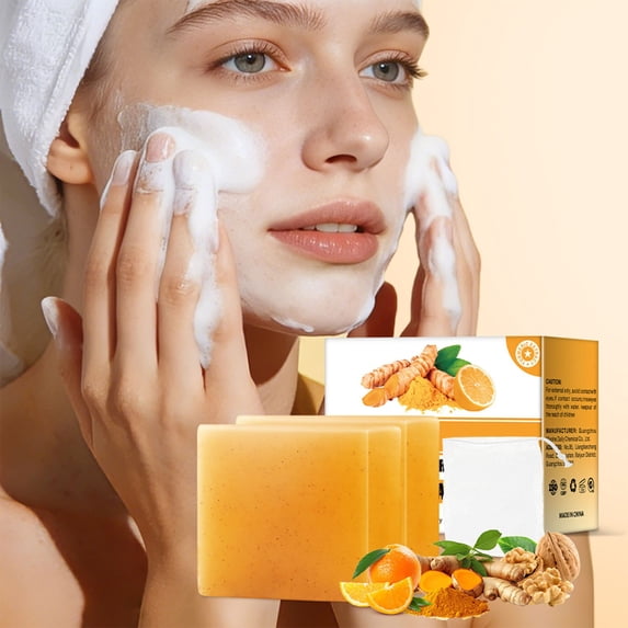 QunYou 2Packs Turmeric Soap Bar Dark Spots Remover for Face Even Tone Moisturizing Nourishing Natural Ingredients