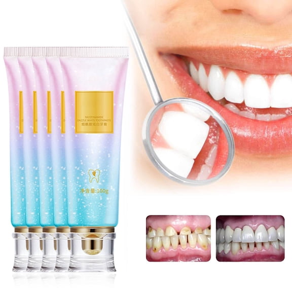 QunYou 5PCS Oral Care Products Toothpaste Cleaning Fresh Breath Bright Tooth Peach Toothpaste 100g