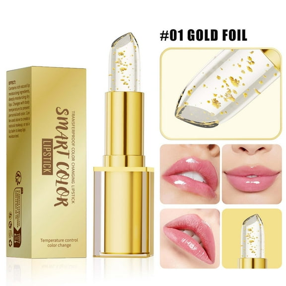 QunYou Color Changing Lipstick Foil Moisturizing Gloss Lip Deep Nourishment Transparent Color Changing Lipstick Foil Flower for Women 3.5g