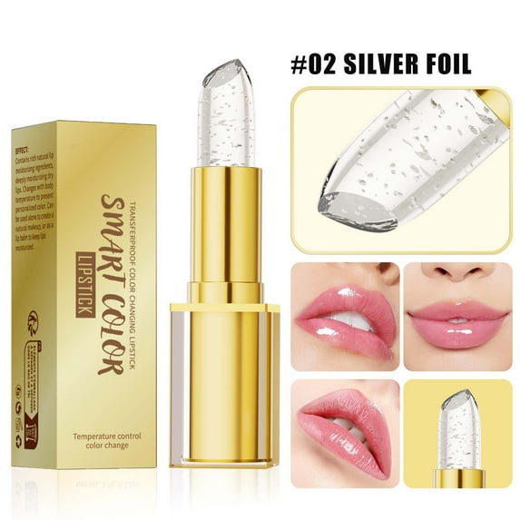 QunYou Color Changing Lipstick Foil Moisturizing Gloss Lip Deep Nourishment Transparent Color Changing Lipstick Foil Flower for Women 3.5g