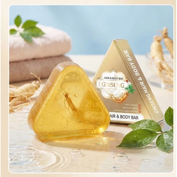 QunYou Ginseng Shampoo and Body Wash Bar Soap for Natural Body Cleansing Long-Lasting Fragrances and Hydrating Properties 120G