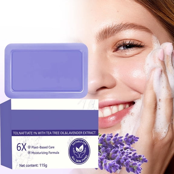QunYou Lavenders Soap Bar for Oil Control Facial Care Cleansing Moisturizing Soothing and with Teas Tree Oil 115g