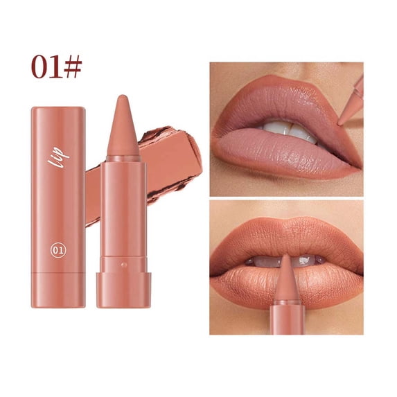QunYou Lip Makeup Lipstick Lip Line 2-in-1 6-Color Waterproof Matte Lip Line Lipstick 1.2g
