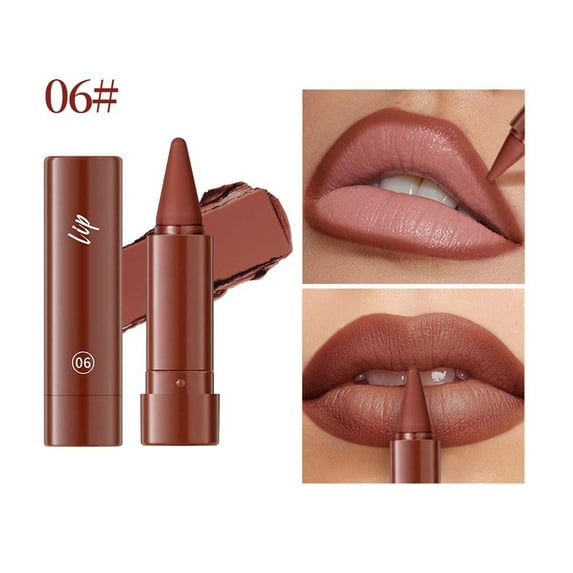 QunYou Lip Makeup Lipstick Lip Line 2-in-1 6-Color Waterproof Matte Lip Line Lipstick 1.2g