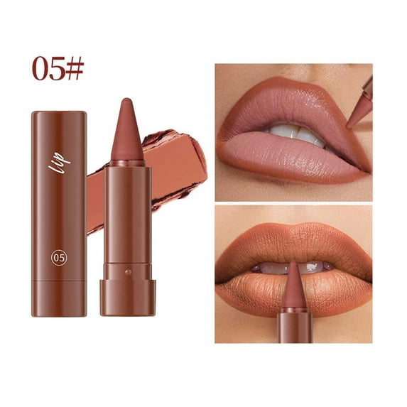 QunYou Lip Makeup Lipstick Lip Line 2-in-1 6-Color Waterproof Matte Lip Line Lipstick 1.2g