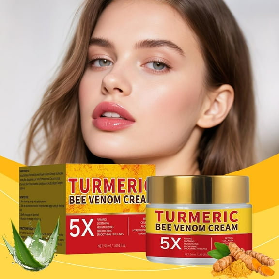 QunYou Natural Turmeric Moisturizer Face Cream for Soothing Hydrating Vitamin C Resist Aging Cream Smoothes Fine Lines 50ml