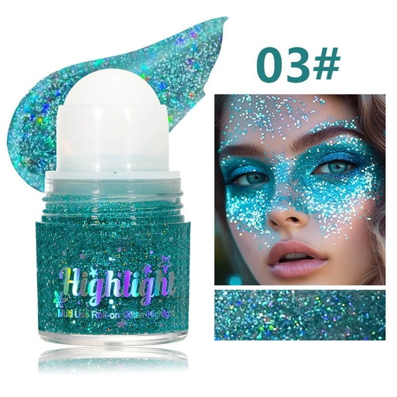 QunYou Roll-On Glitter Gel Eyeshadow, Multi-Use Makeup for Eyes, Face & Body, Ideal for Stage & Party Looks, 20g