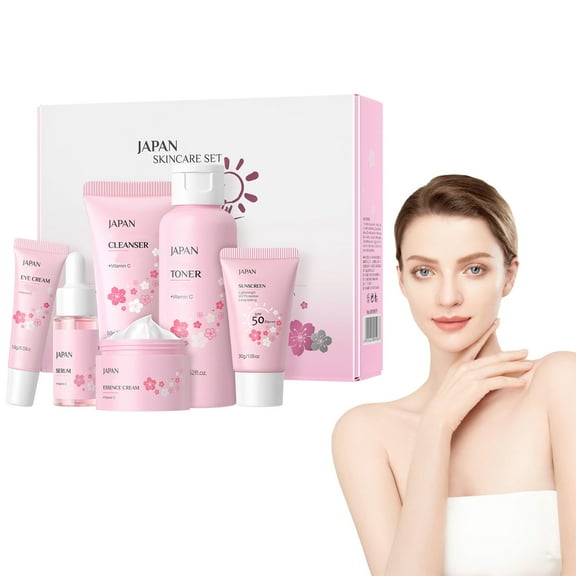 QunYou Travel Set Facial Care Set Cleansing and Nourishing Facial Cleanser 50g Toner 100ml Care 17ml Eye Cream 15g Face Cream 25g Sunscreen 30g