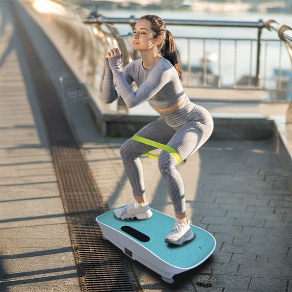 QunYou Vibration Plate Exercise Machine Silent Vibration Board Crazy Fitness Massage 10 Frequency Full Body Workout for Unisex Blue