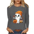 thumbnail image 1 of QunYou Women's Halloween Printed Long Sleeve Shirt - Polyester Round Neck Blouse with Spooky Designs (S-XXL), 1 of 7
