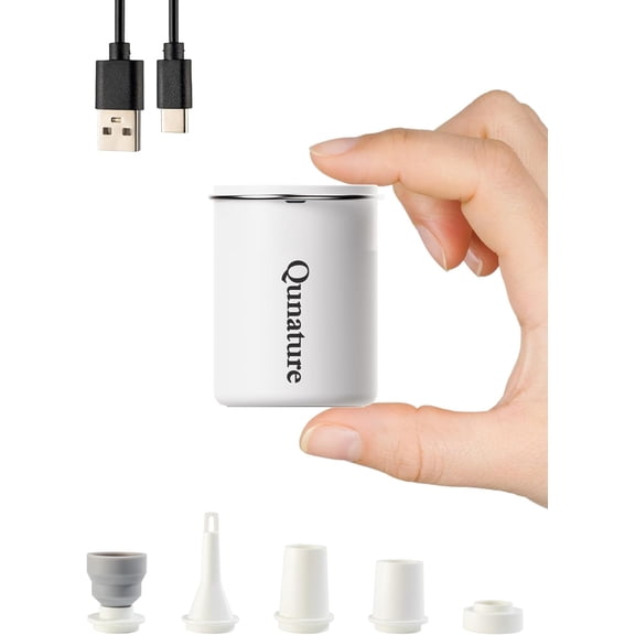Qunature Air Pump Portable Mini Electric Pump for Inflatables with 1500mAh Battery Camping Light Rechargeable USB Inflate Deflate for Air Bed Mattress,Pool Floats,Swimming Ring,Vacuum Storage Bags