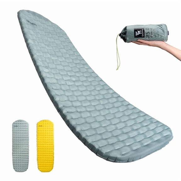 Qunature Sleeping Mat 8cm Thick Ultralight Inflatable Camping Air Mattress Gray