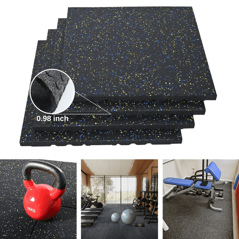 Qunbio Rubber Gym Flooring, Thick High-Density Gym Mats, 20