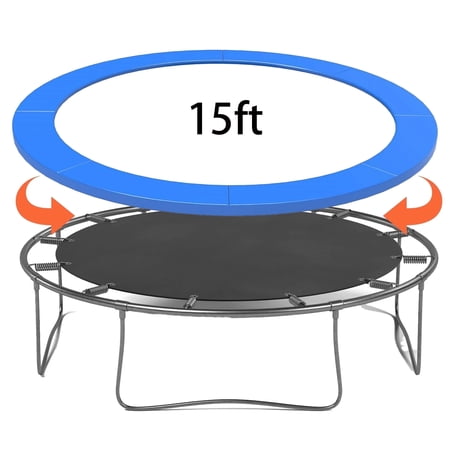 Qunbio 15ft Trampoline Pad, Round Trampoline Replacement Pad, Waterproof & UV-Resistant Edge Trampoline Spring Cover, Blue