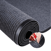 Qunbio Commercial Carpet Runner, 3' x 10' Commercial Rugs with Rubber Edge, Non-Slip Hallway Runner Rug for Indoor Outdoor High Traffic Areas, Gray