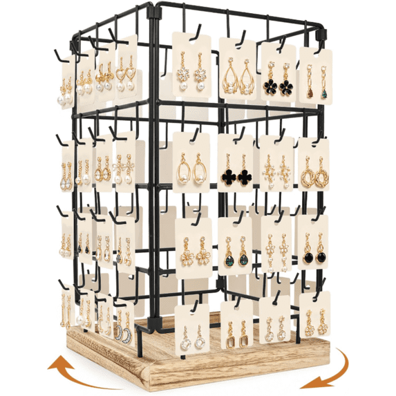 Qunbio 360° Rotating Earring Display Stand, 4-Tier Jewelry Displays for ...
