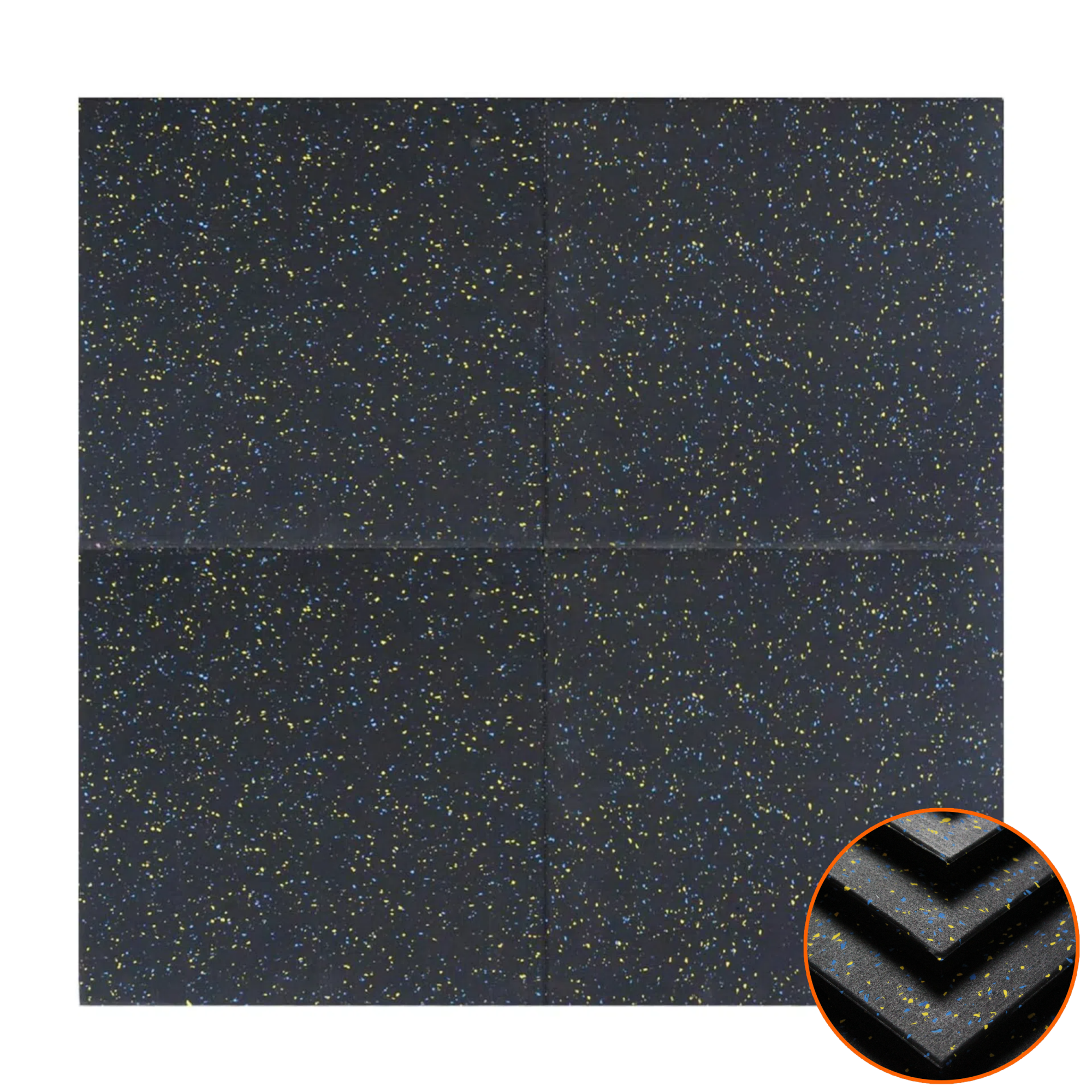 Qunbio 0.98" Thick High-Density Gym Floor Mats Tiles - 4 Pack 20" x 20" Rubber Exercise Workout Equipment, Ground Shock Absorbing Mat for Home, Gym, Garage
