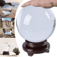 thumbnail image 1 of Qunbio 7.9" Clear Crystal Ball, 200mm Large Glass Sphere with Wood Stand for Home Decor and Gifts, 1 of 12