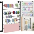 thumbnail image 1 of Qunbio 7 Tier Ribbon Storage Rack, Metal Wall Mounted Scarf Rack Spool Holder Organizer for Craft Room, Flower Store, Cake Shop, Gift Wrapping Paper, 1 of 9